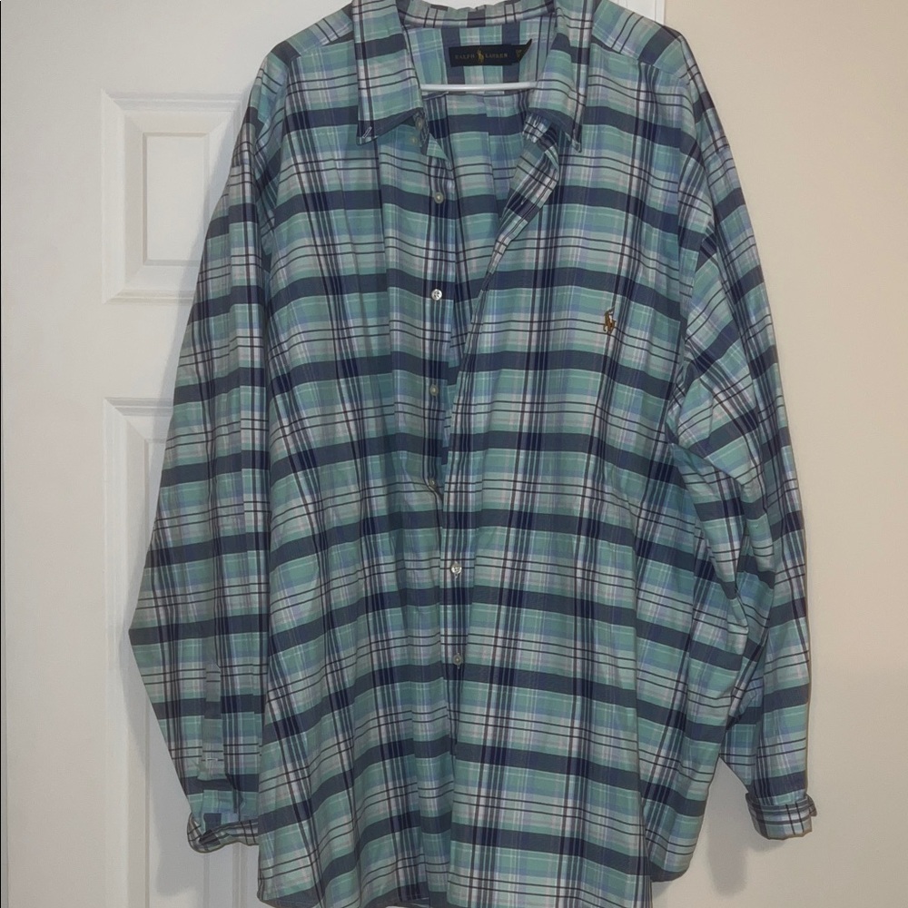 Ralph Lauren Blue and Green Plaid Shirt